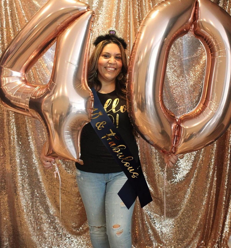 Docooniver 40th Birthday Sash for Women and Men 40&Fabulous Sash Black with Gold Foil Lettering - Image 2
